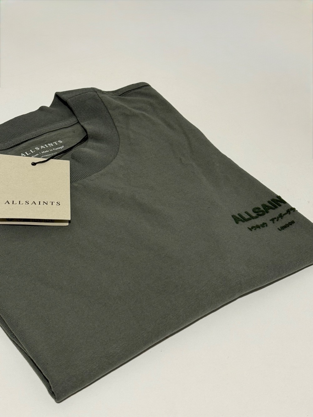 Camiseta AllSaints Xander Flocked Logo Oversized Garnet Green — P, Novo