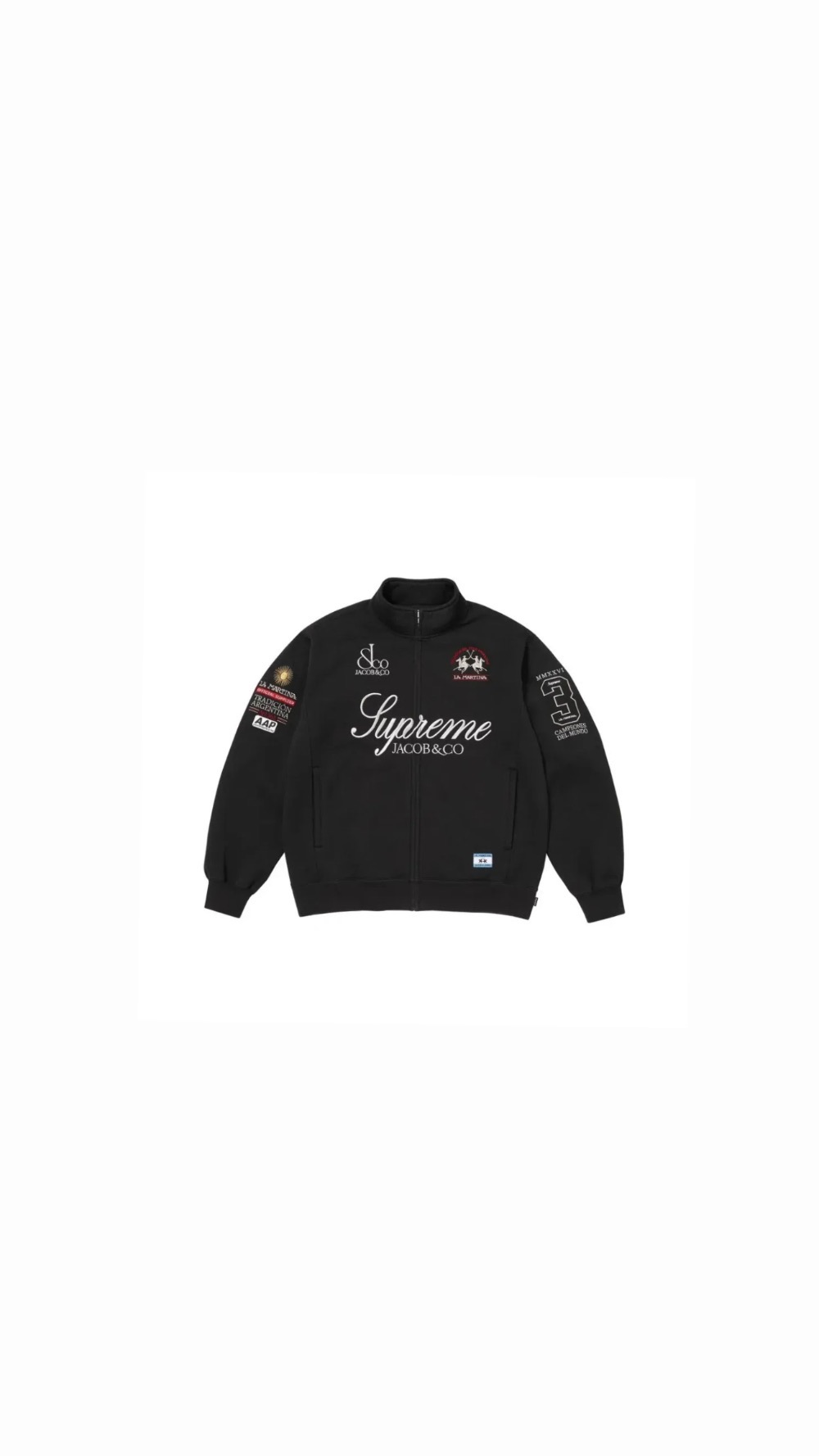 La Martina x Jacob & Co x Supreme Moletom Zip Up Black SS26-W16 — XG, Novo