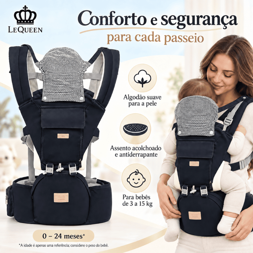 Canguru Bebe Passeio Lequeen Original Confortável Resistente Reforçado