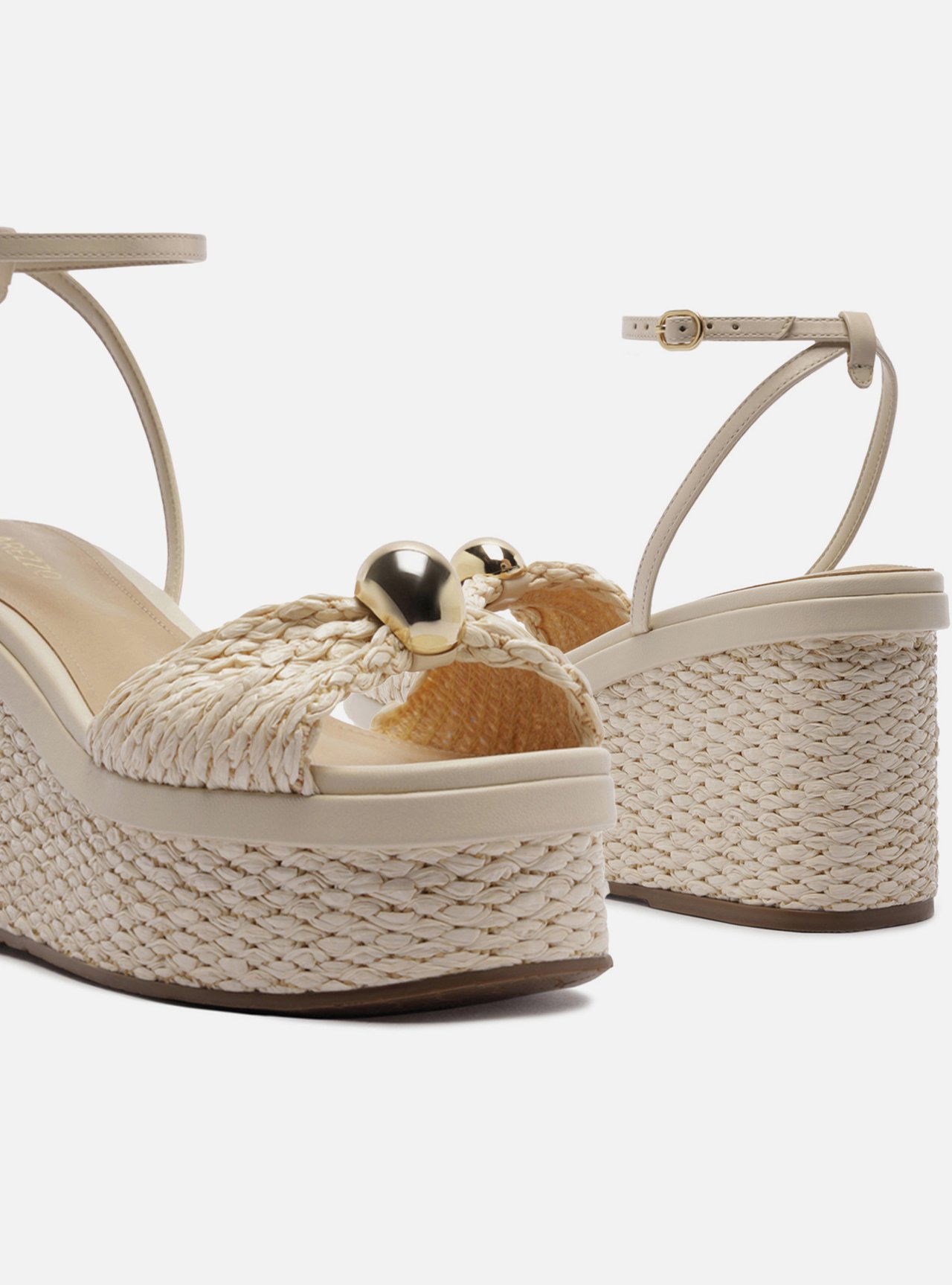 Foto 4 de Sandália Off White Plataforma Tramado Esfera