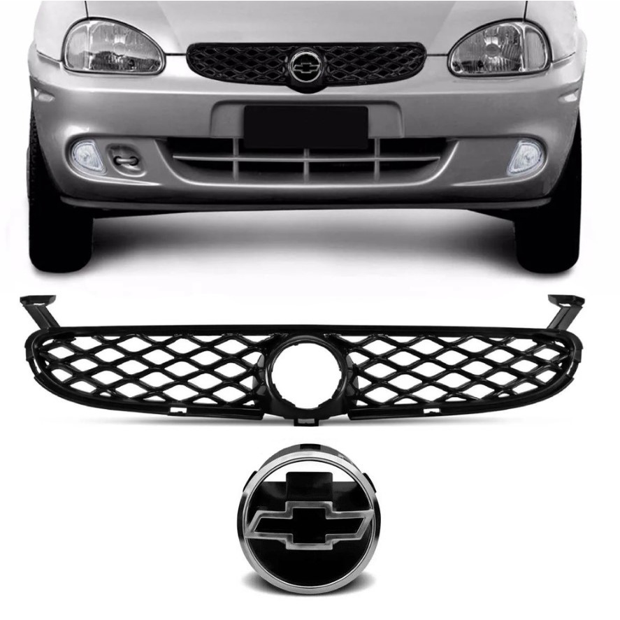 Kit Grade Colmeia Corsa 2000/2010 Preto + Emblema