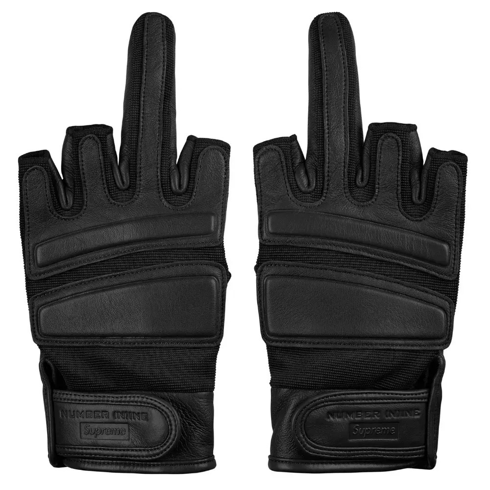 Number (N)ine x Supreme Luvas Leather Black FW25-W16 — único, Novo