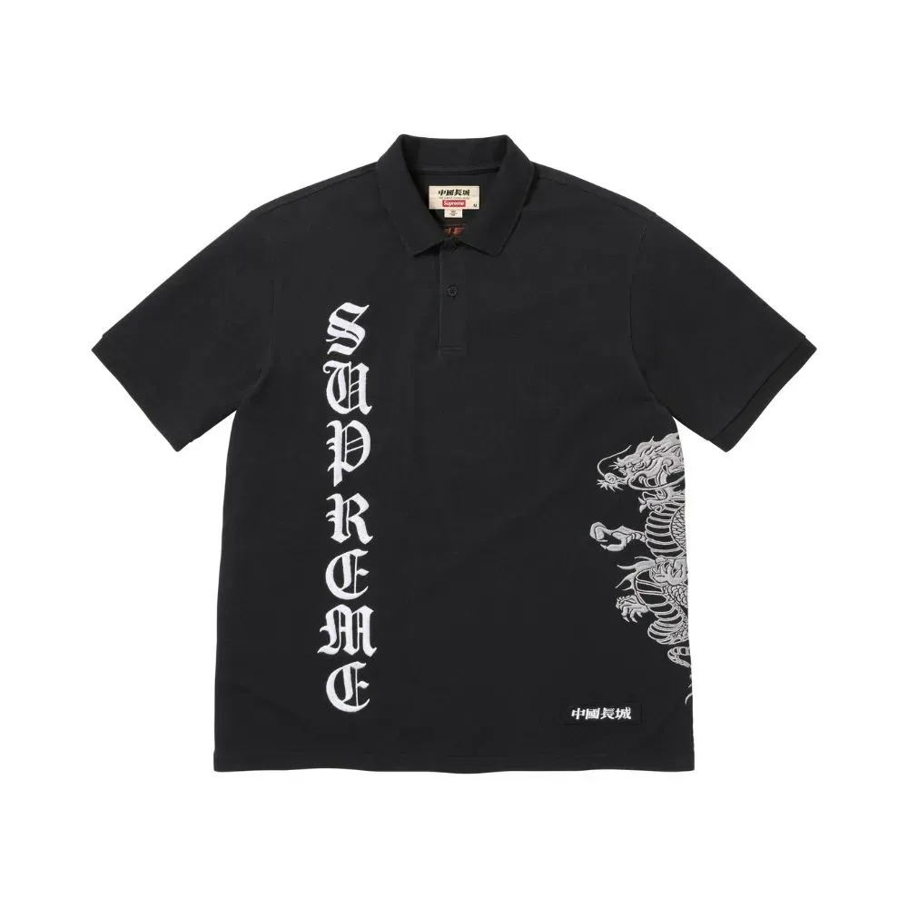 The Great China Wall x Supreme Camisa Polo Dragon Black SS26-W6 — P / M, Novo