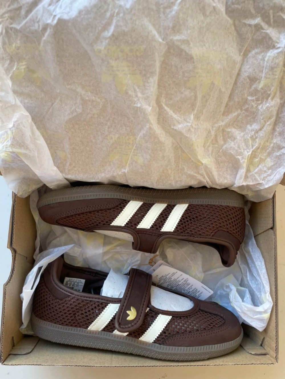 adidas Samba Jane Brown Offwhite Gold Metallic — 36, Novo