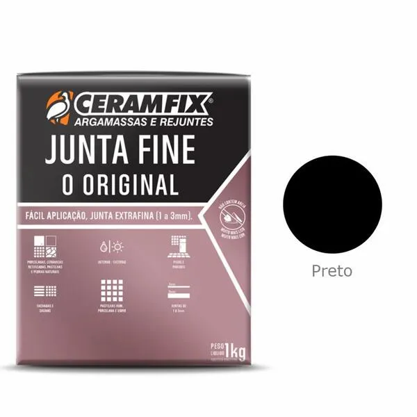 REJUNTE JUNTA FINE O ORIGINAL PRETO 1KG CERAMFIX