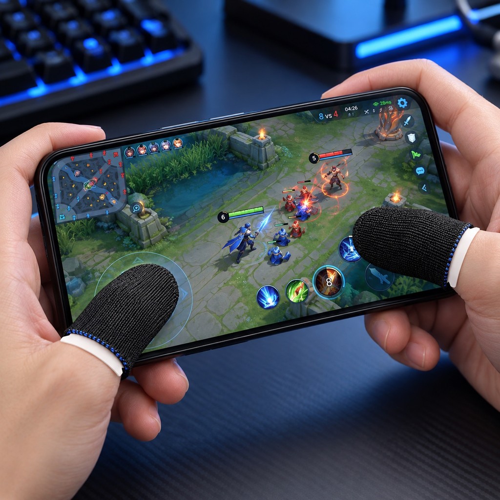 Dedeira Gamer para Celular 2 Unidades Touchscreen Respirável Alta Sensibilidade Free Fire PUBG COD Mobile