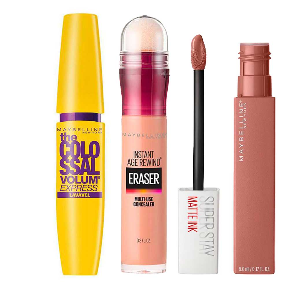 Maybelline Colossal Age Rewind Matte Ink Kit – Máscara de Cílios + Corretivo + Batom — Kit