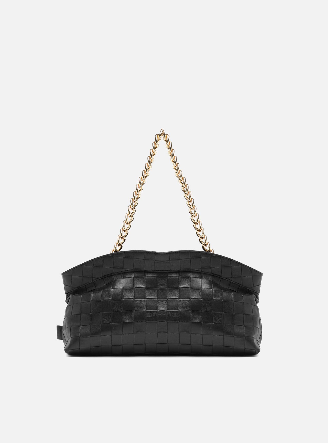 Bolsa Shoulder Preta Média Tressê Alça Corrente
