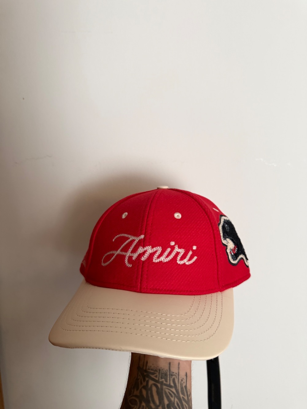 Boné Amiri Panther Patch Two-Tone Baseball Deep Red — Único, Novo