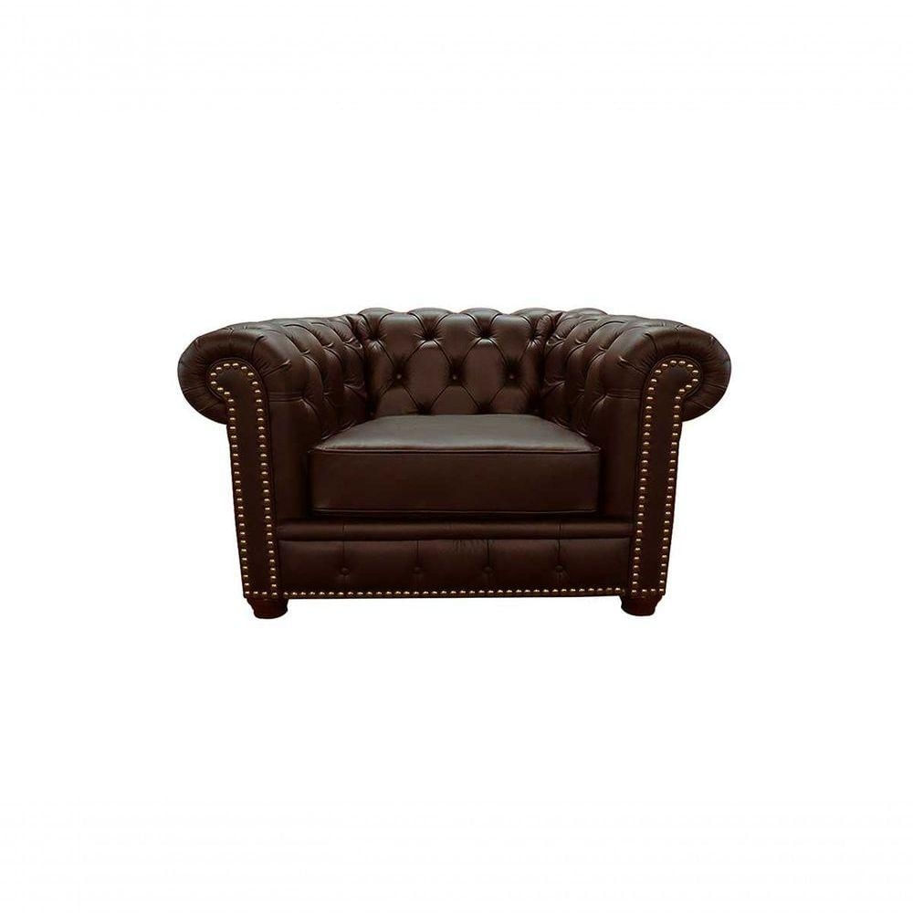 Poltrona Chesterfield De Couro Marrom