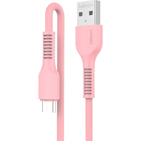 Cabo USB-A para micro USB, 2m, Rosa, VQ-D88 74618, Letron - CX 1 UN