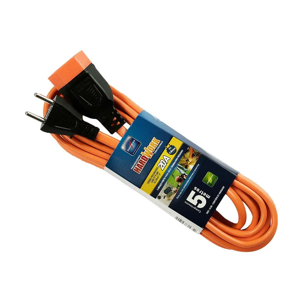 PROLONGA HARDWORK PP 2X2,50MM2 2P 20A LARANJA 5M - DANEVA