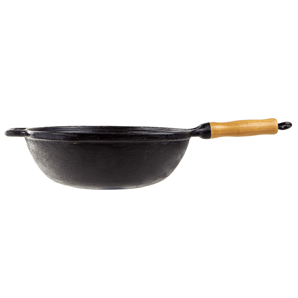Foto 3 de Wok De Ferro Sem Tampa Com Cabo Em Madeira 28Cm - Libaneza