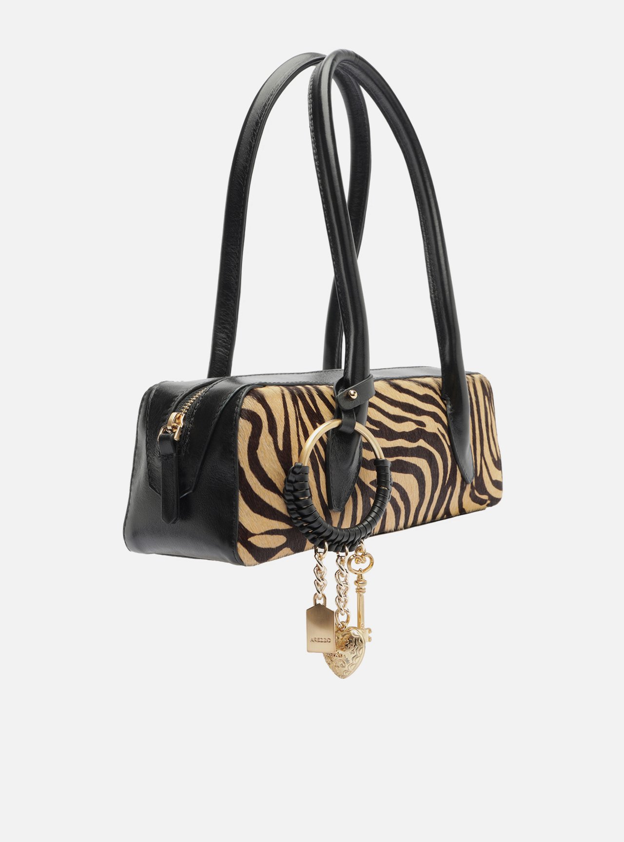 Foto 5 de Bolsa Shoulder Animal Print Couro Média Metais