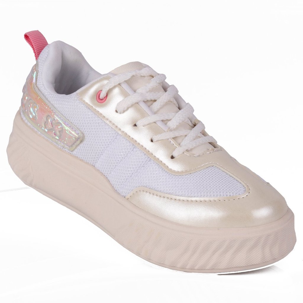 Tênis Infantil Feminino WorldColors Branco com Detalhes Holográficos – Conforto, Leveza e Estilo