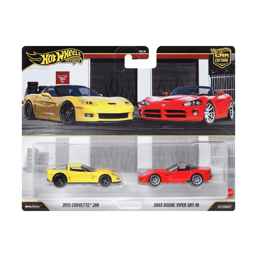 Hot Wheels 2012 Corvette Z06 2003 Dodge Viper SRT-10 Car Culture - Mattel