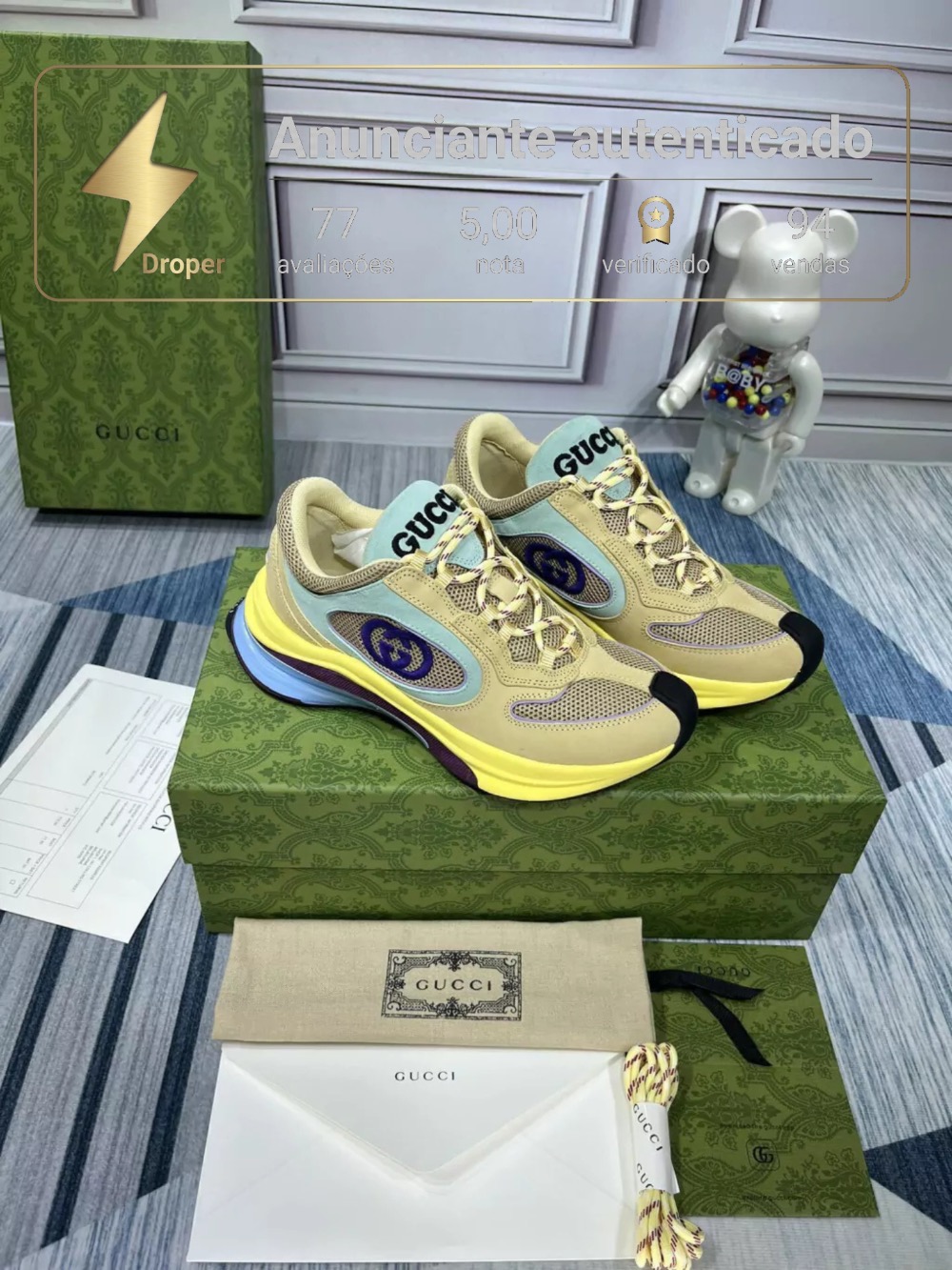 Gucci Run Yellow Suede — 35, Novo