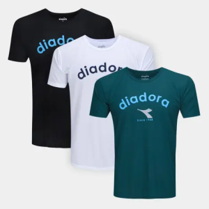 Kit Camiseta Diadora Com 3 Peças Logo Masculino