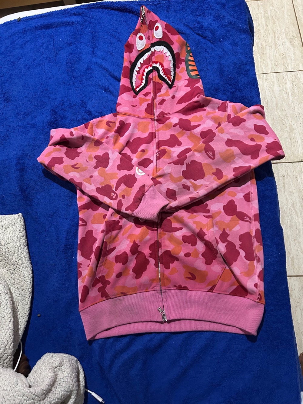 Moletom BAPE ABC Shark PONR Full Zip Hoodie Blue Camo — M, Usado