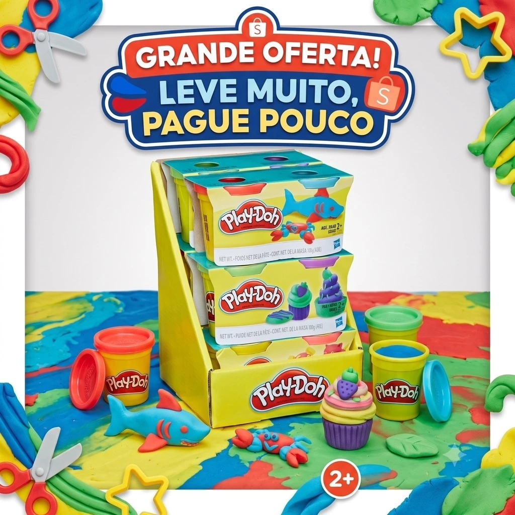 Kit 2 Massinhas de Modelar Play-Doh Sortida - Brinquedo Educativo Infantil
