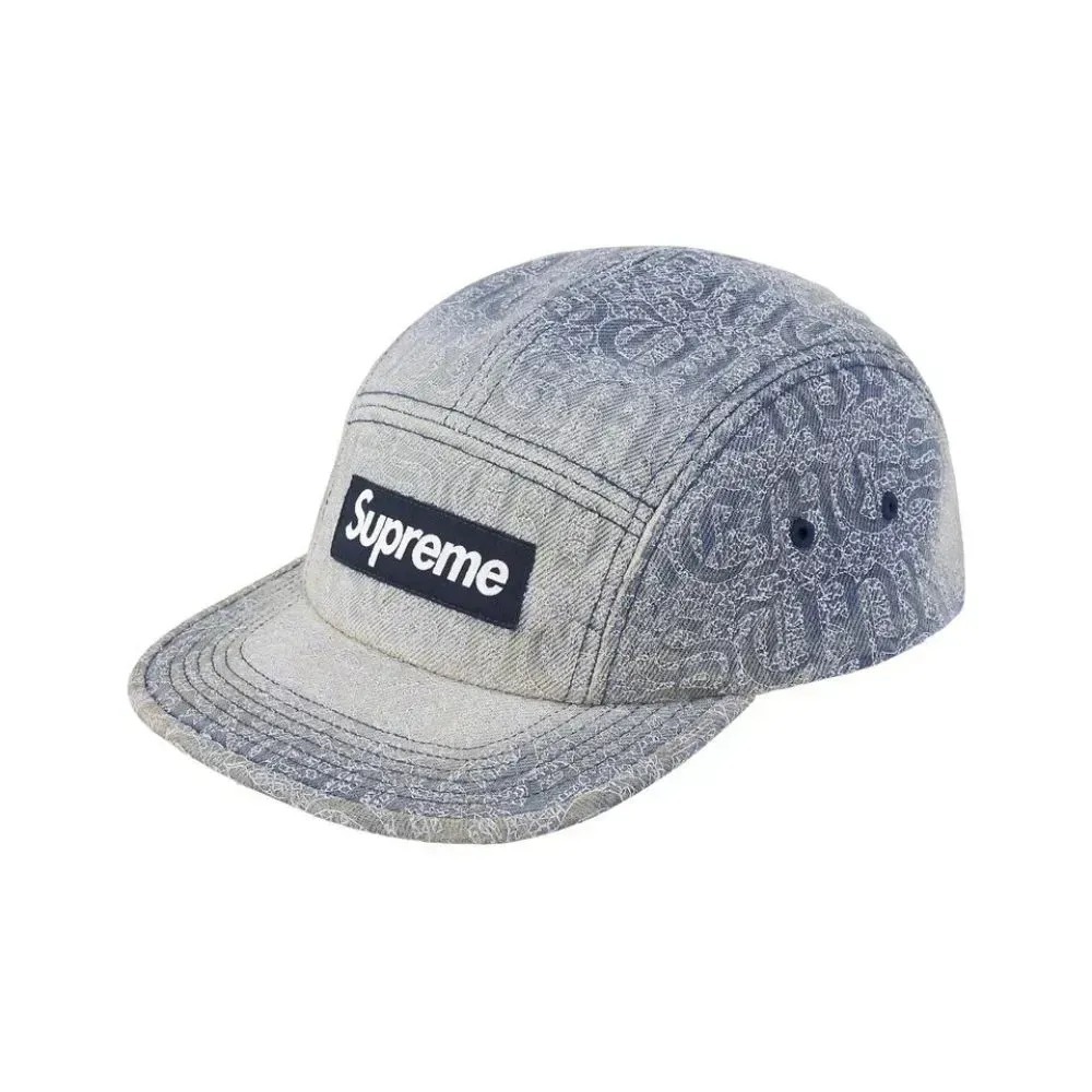 Boné Supreme Stitched Old English Denim Camp Blue SS26-W10 — Único, Novo