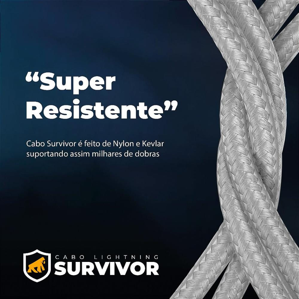 Foto 4 de Cabo Survivor para Lightning / USB - 1,5m - Branco - Gshield