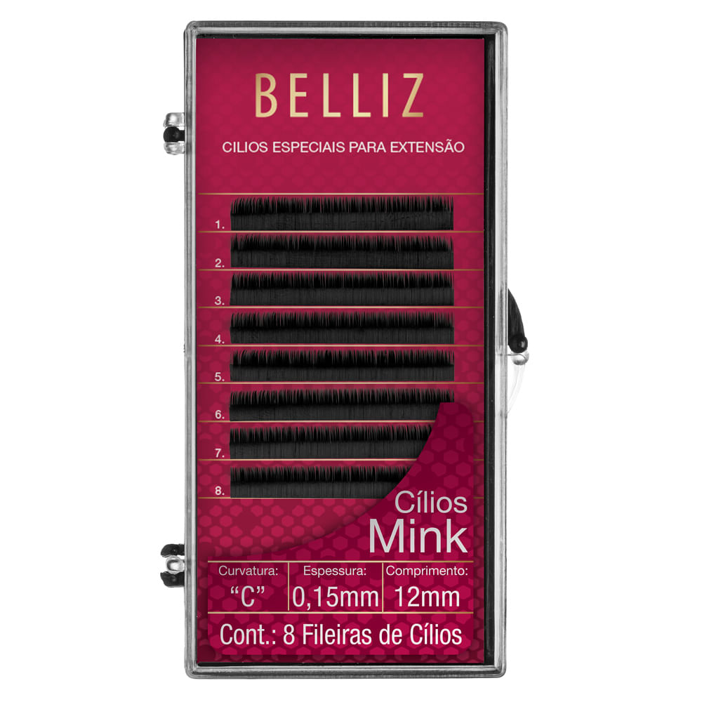 Cílios para Alongamento Belliz - Mink C 015 12mm — 1 Un