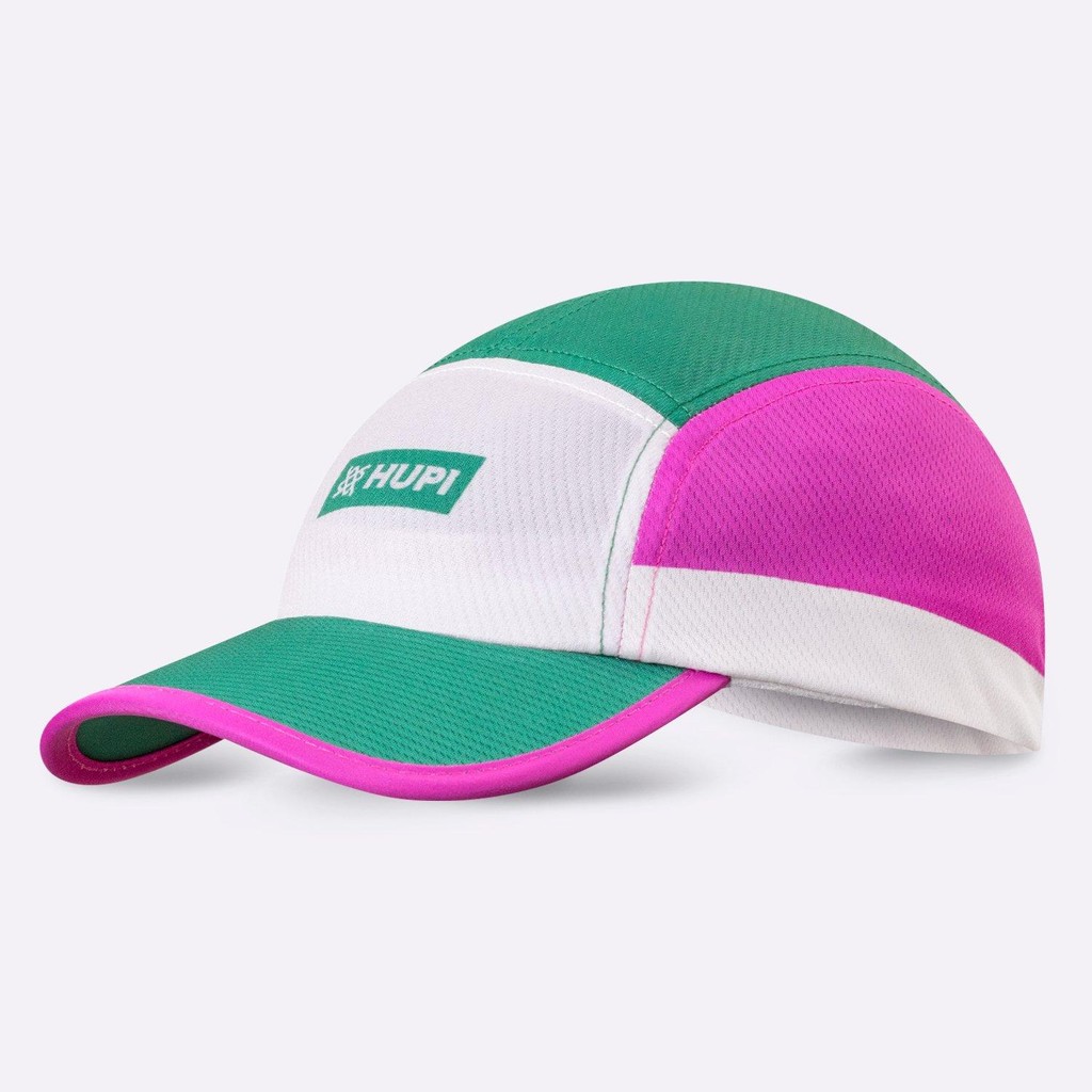 Boné para Corrida HUPI Run Verde/Rosa