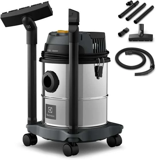 Aspirador Água Pó Electrolux Função Sopro Compacto Liquidos Quimicos Inox 1500w 12l Total 8,5l Util Protetor Termico Gt12i 220v