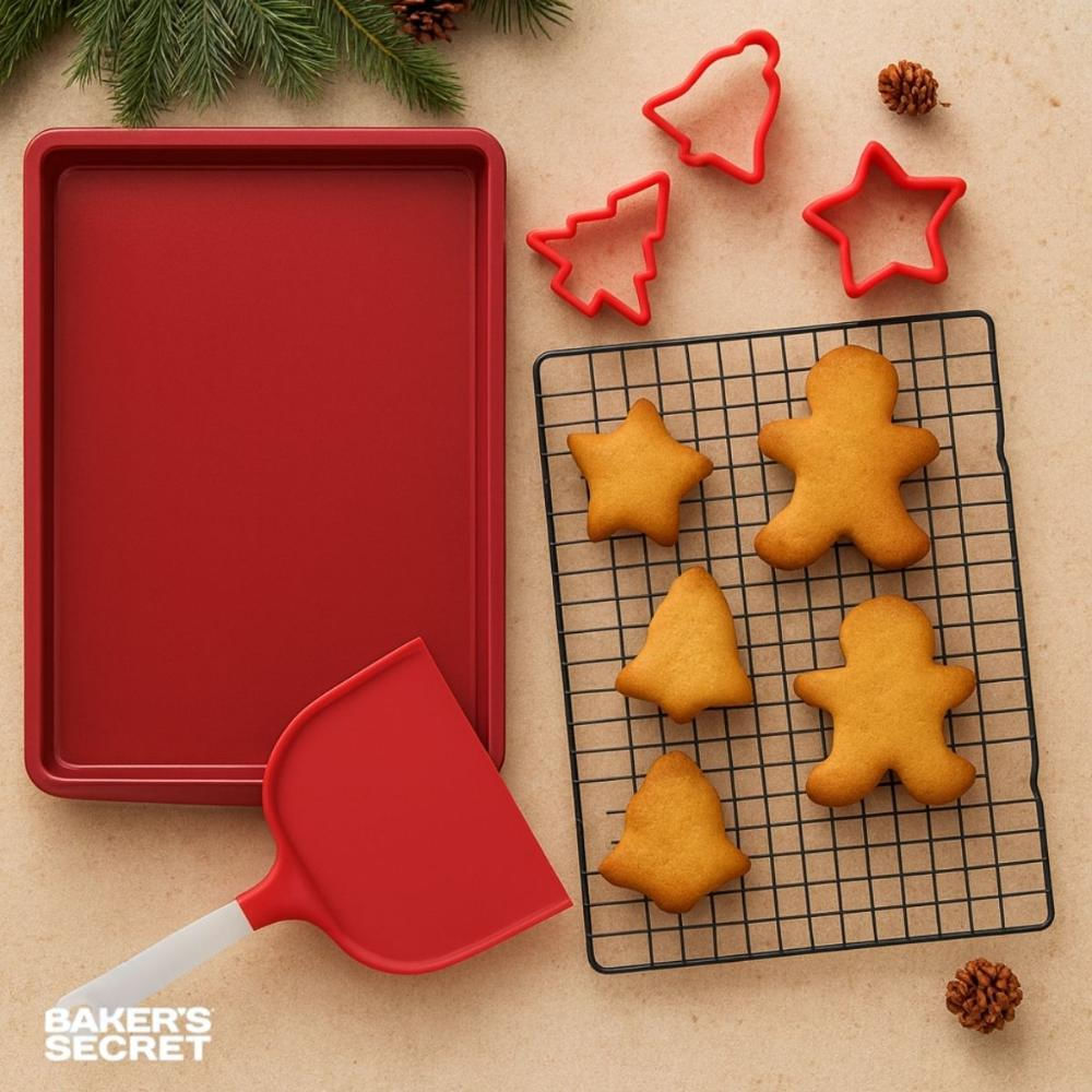 Foto 2 de Jogo Forma Cortador de Biscoito Grade e Espátula Natal 9 Pçs