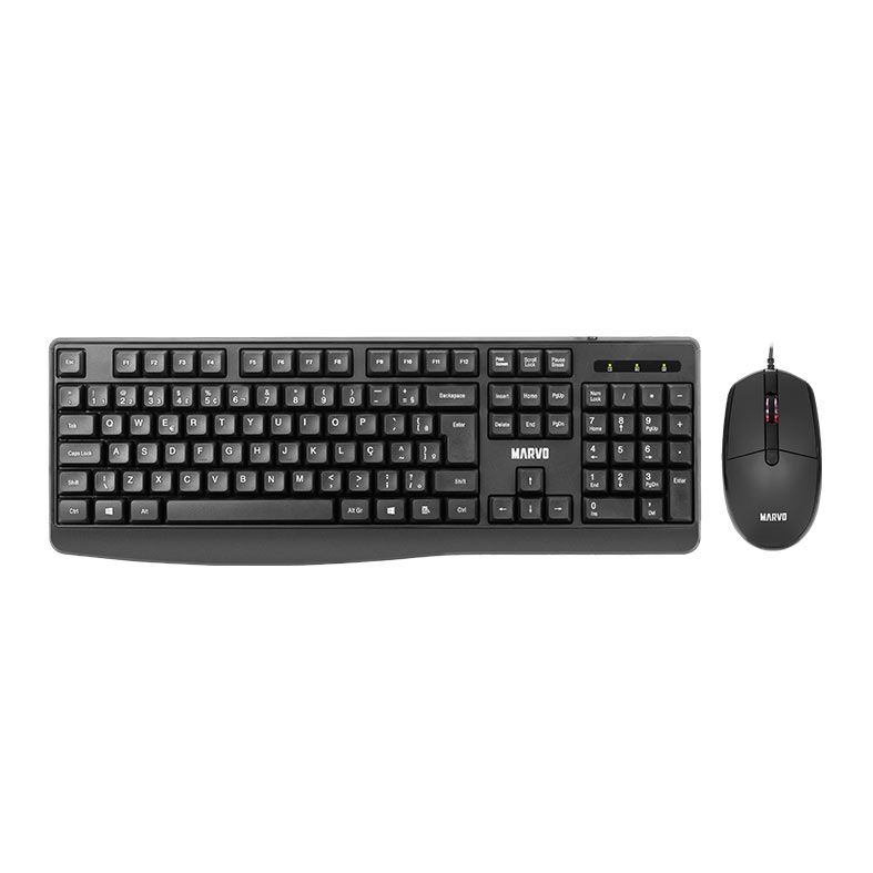 Kit Teclado e Mouse Marvo CM009, ABNT2, 1200DPI, USB, Preto, CM009-PT