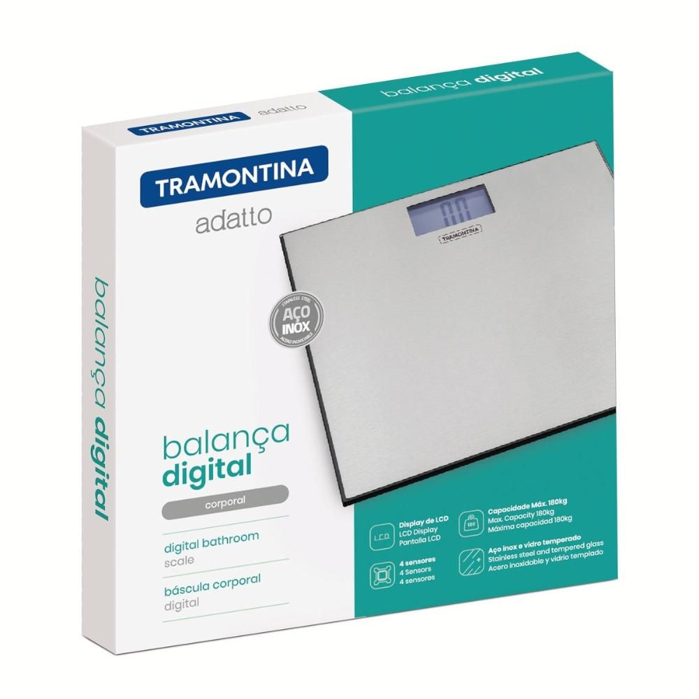 Foto 2 de Balança Digital Corporal Tramontina Adatto em Aço Inox
