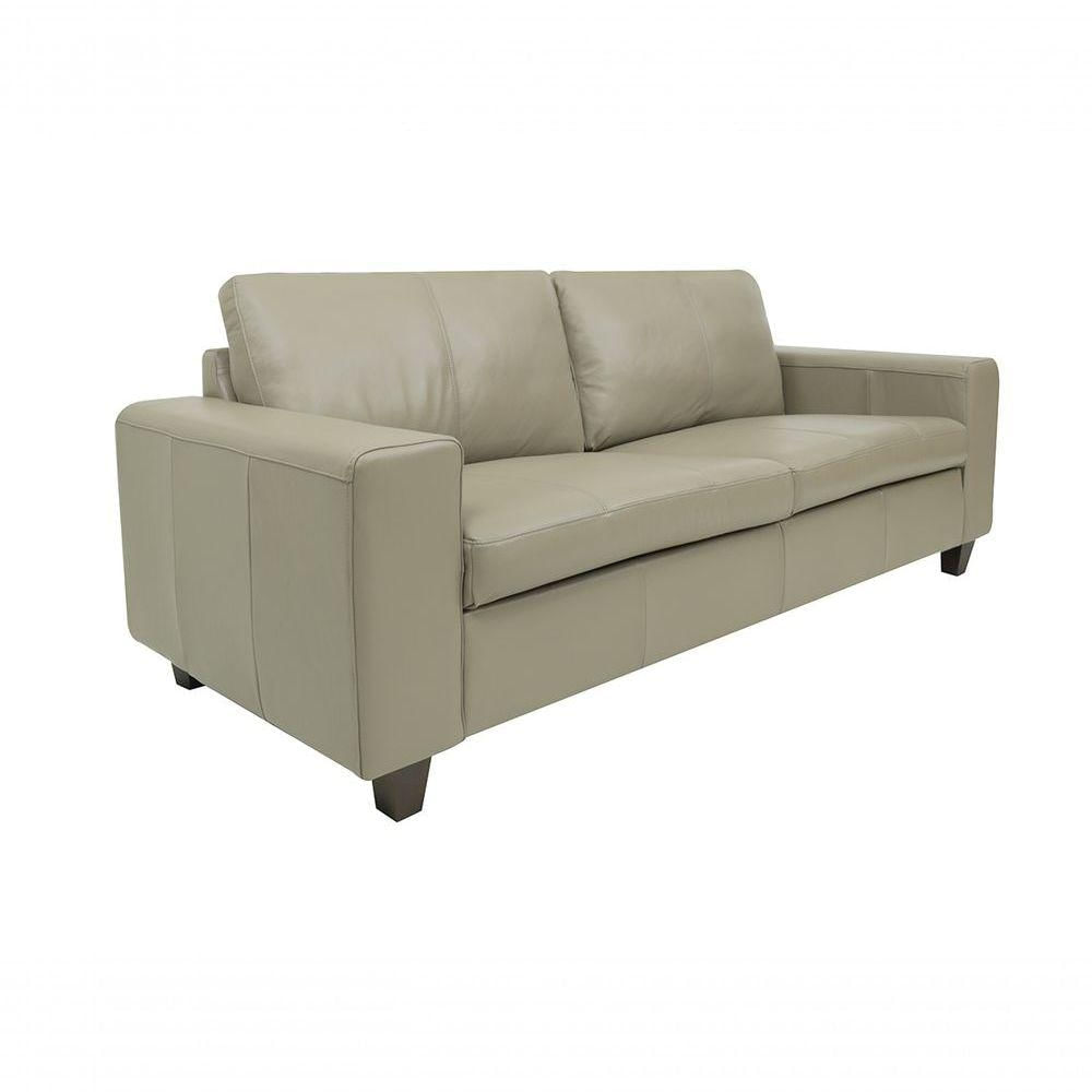 Sofá Regal 3 Lugares Fixo 206cm Marrom Couro Avelã Mempra Móveis