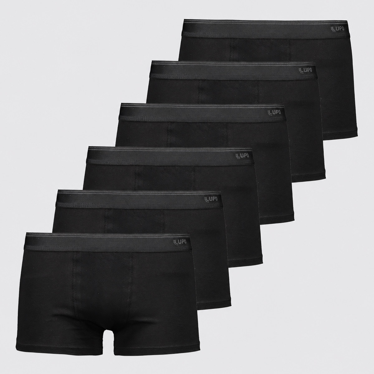 Kit 6 Cuecas Lupo Sunga Algodão com Elastano Preta