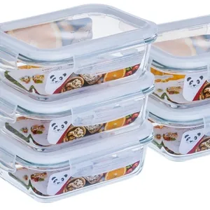 Kit com 5 potes de vidro 640ml hermético