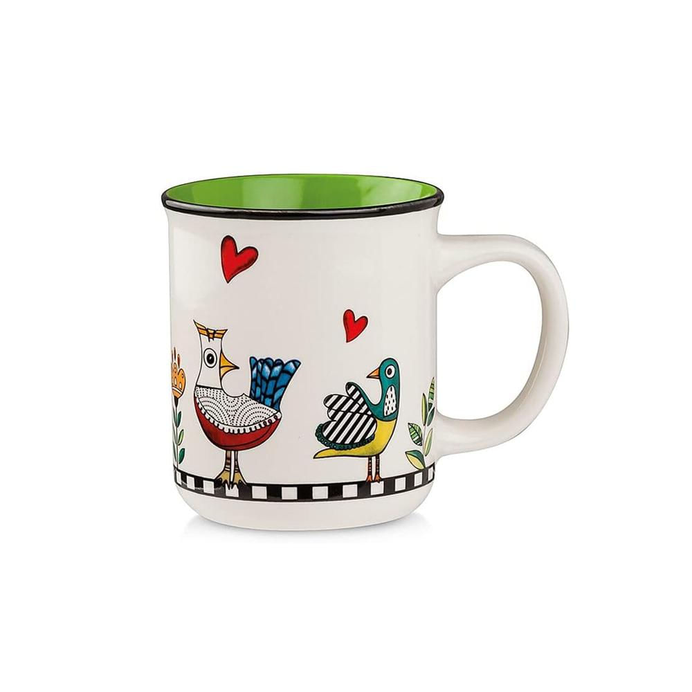 Caneca em New Bone China Egan Cocorico 380ml verde