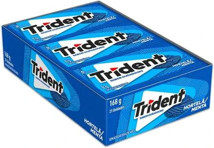 Chiclete Trident Hortelã Sem Açúcar - Caixa com 21 unid. de 8g