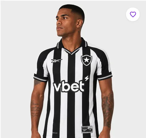 Camisa Botafogo Torcedor Reebok Masculina Branco Preto