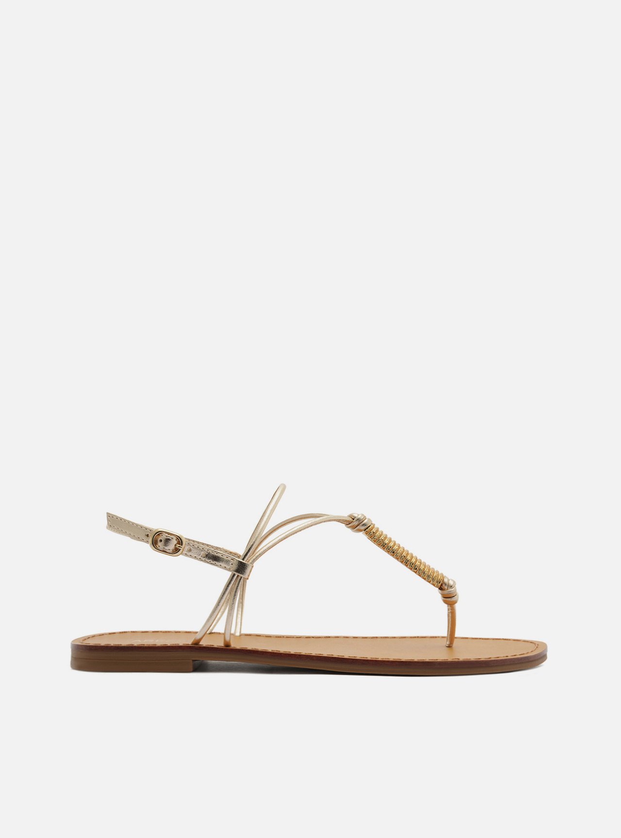 Sandália Rasteira Dourada Slim Metal Mola