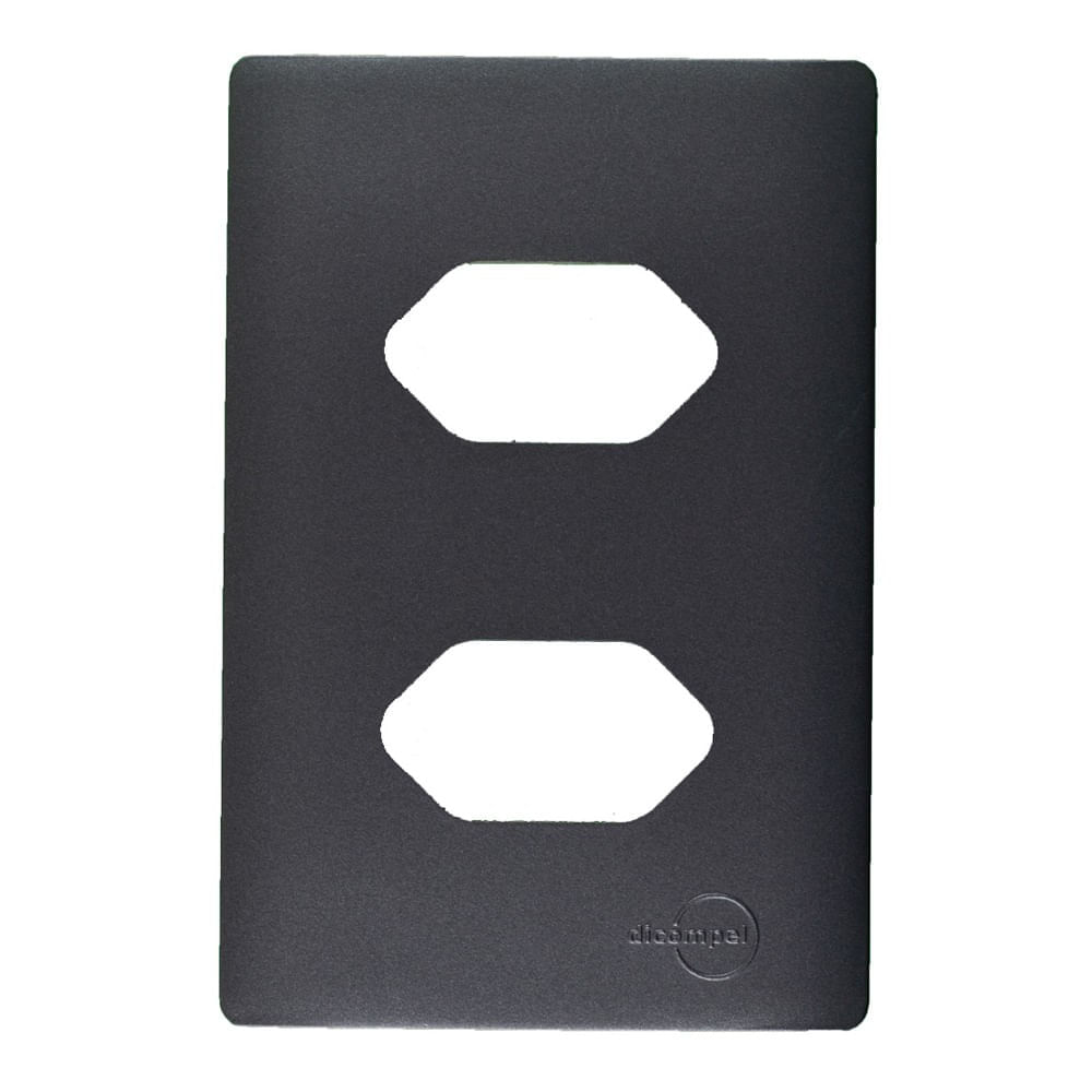 Placa 4x2 2 Postos Com Suporte Preto Grafite Novara Dicompel