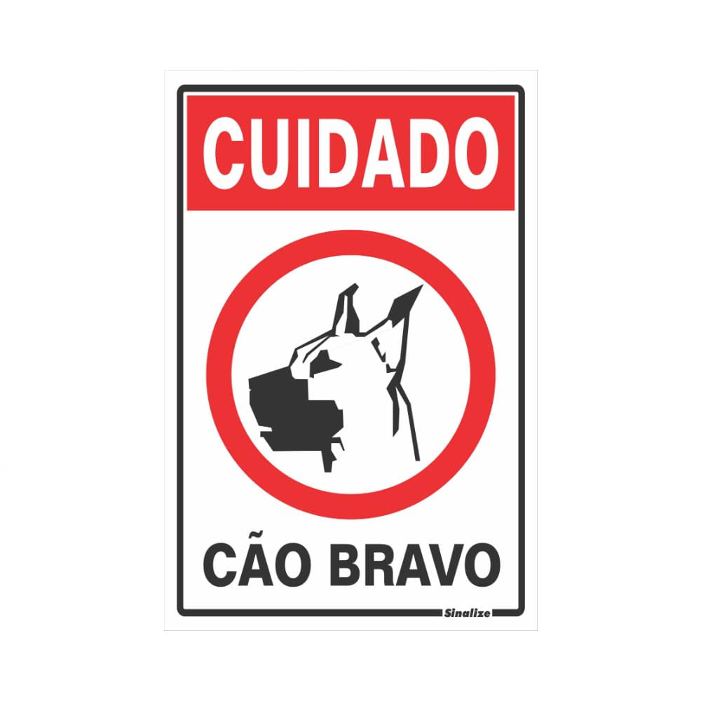 Placa de poliestireno 30x20cm Cuidado Cão Bravo 250AH Sinalize