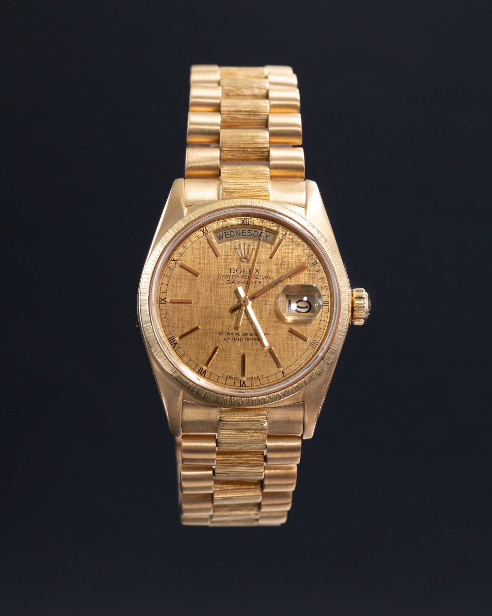 Relógio Rolex Vintage Day-Date Bark Finish — Único, Usado