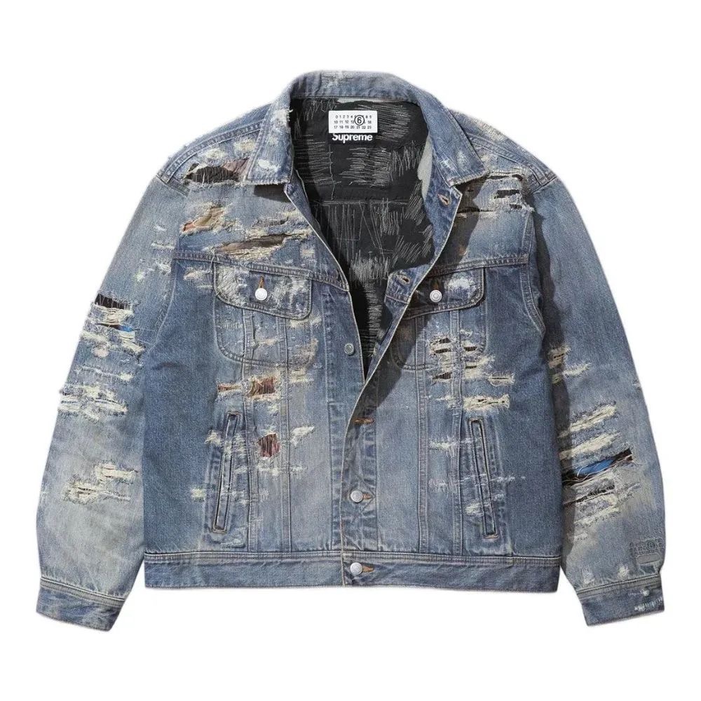 Maison Margiela x Supreme Jaqueta Distressed Selvedge Washed Indigo SS26-W4 — P / M / G / XG, Novo
