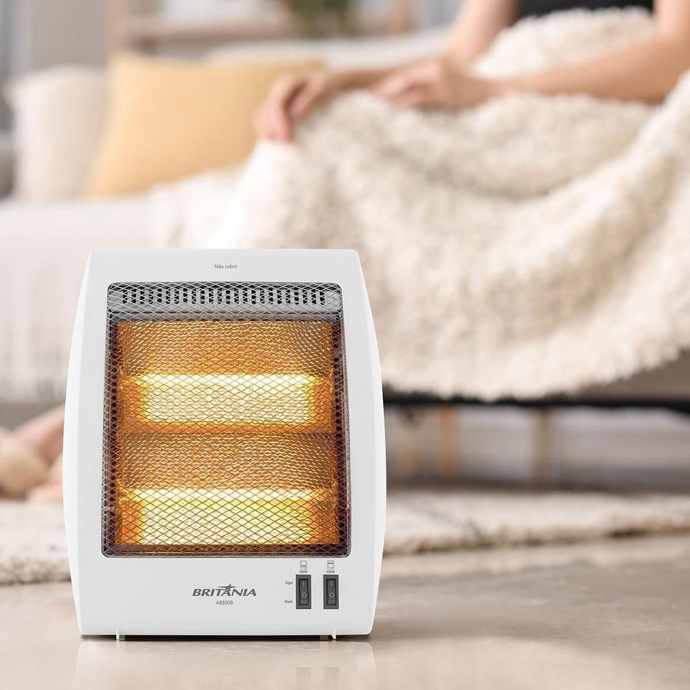 Foto 4 de Aquecedor Elétrico Halógeno AB800B 800W com Desligamento Automático Branco Britânia 220V