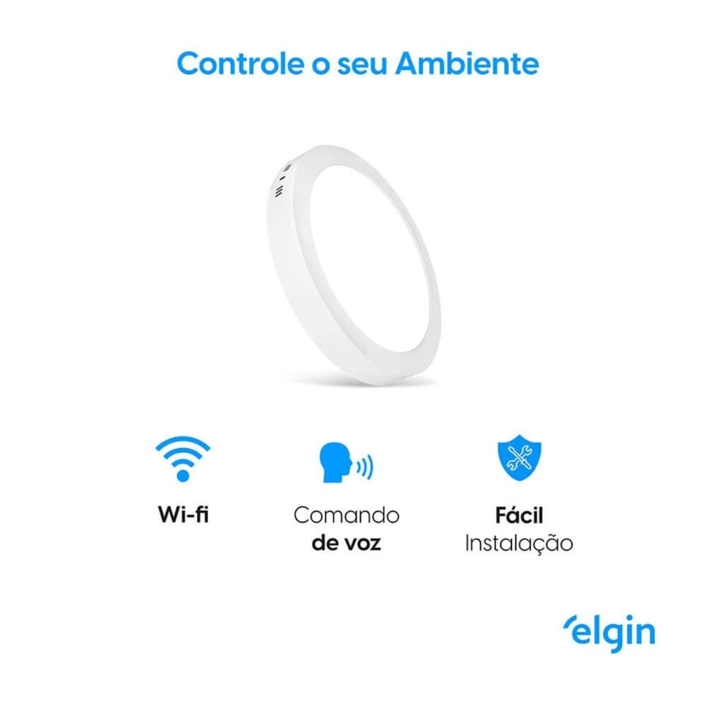 Foto 2 de Luminária de Sobrepor Redonda Smart 24W Compatível com Assistente Bivolt