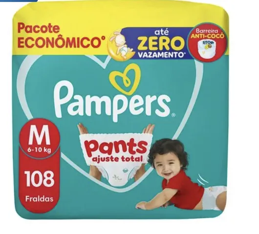 [Leve 2/ Tira R$ 0,83] Pampers Pants Ajuste Total Tamanho M 108 Unidades