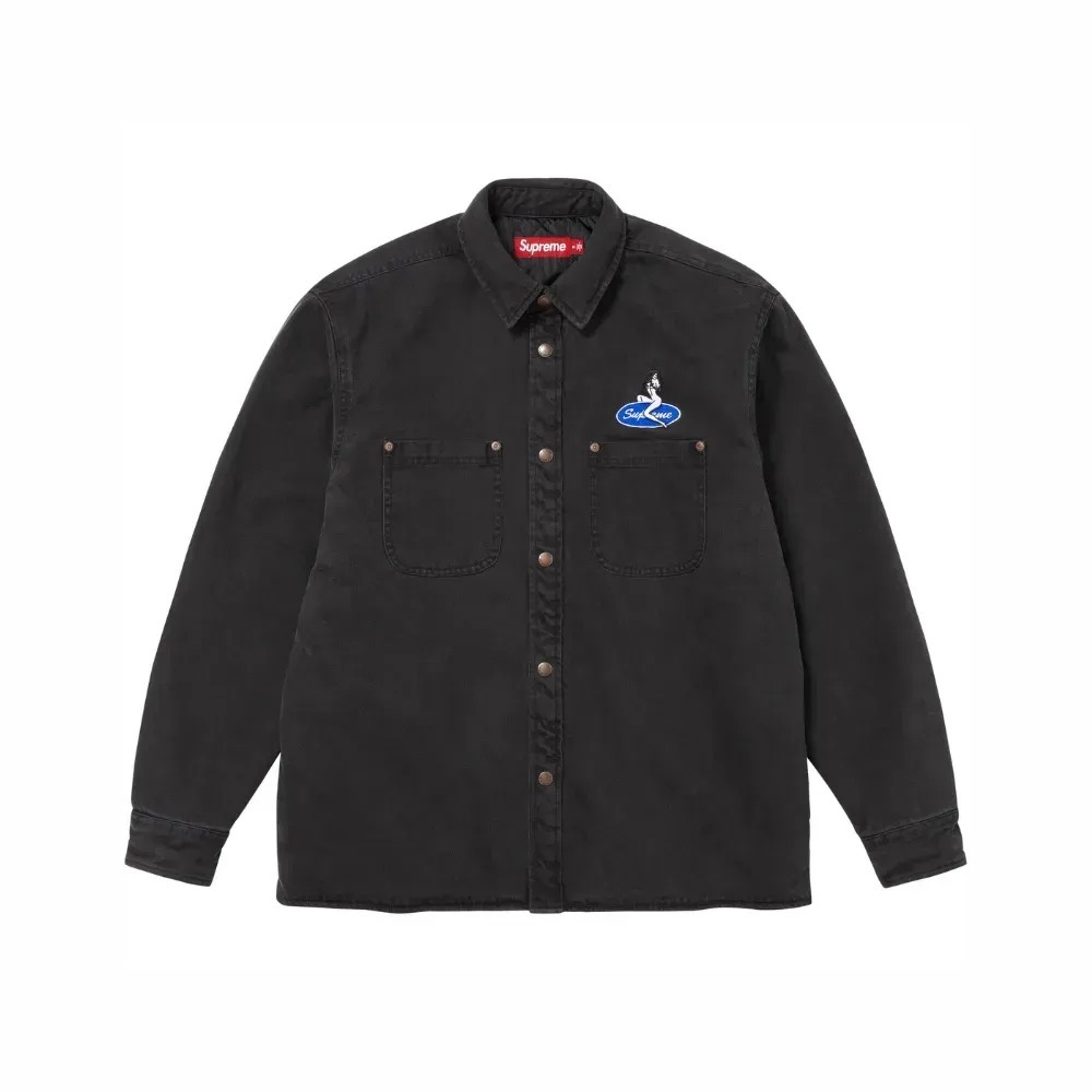 Jaqueta Supreme Quilted Lined Denim Washed Black SS26-W3 — P / M, Novo
