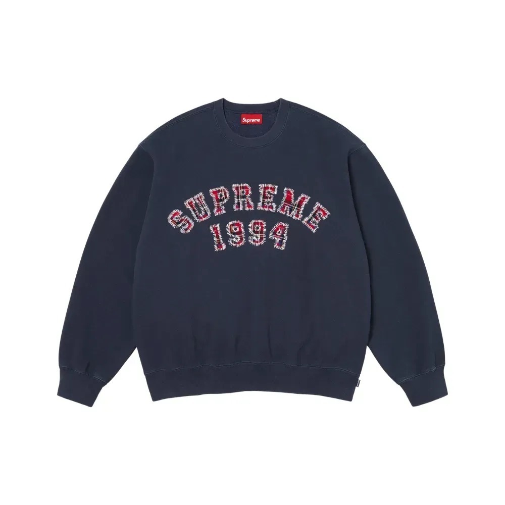 Moletom Supreme Plaid Arc Crewneck Navy SS26-W5 — M / G / XG / 2XG, Novo