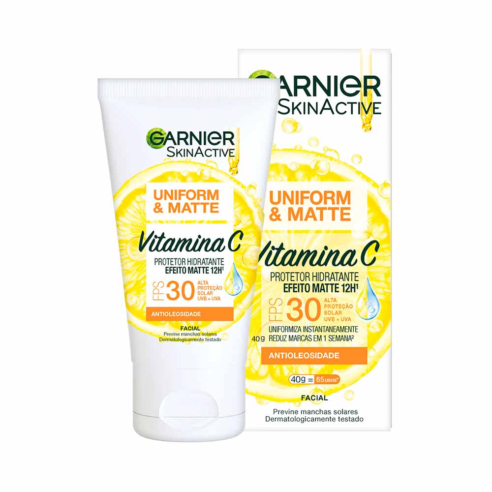 Protetor Solar Facial Hidratante Garnier Uniform & Matte Vitamina C FPS30 — 40g