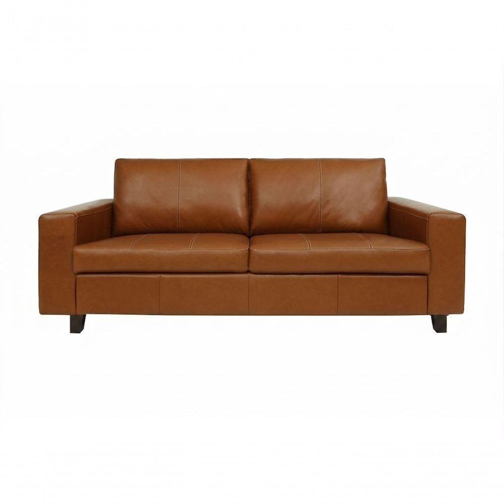 Sofá Regal 3 Lugares 206cm Marrom Couro Conhaque Mempra Móveis
